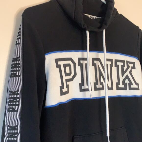 PINK Victoria’s Secret Hooded Sweatshirt Black and White Size XS - Picture 2 of 5